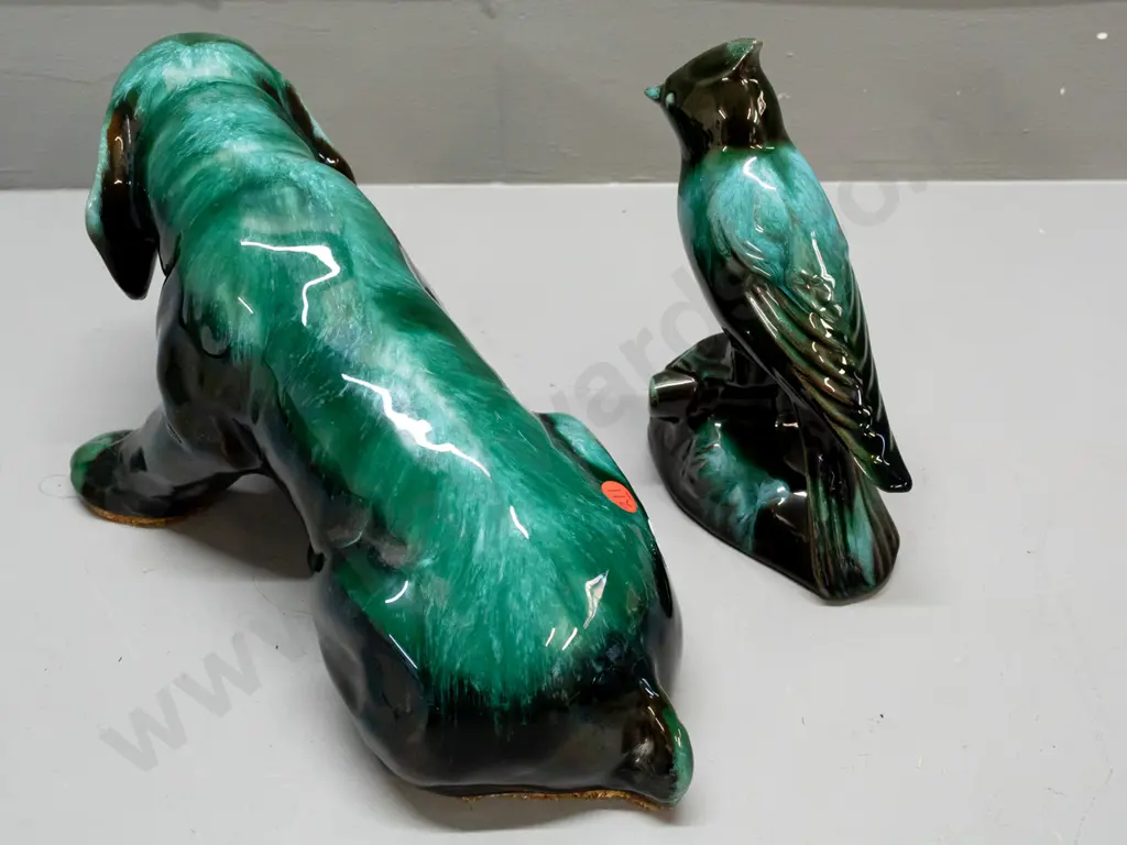 Blue Mountain Pottery - cardinal H-180 and a large dog L-330 with some felt glued to base Image 1++