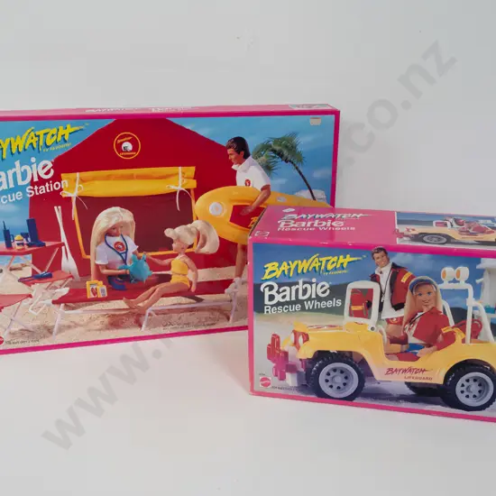 1994 Arcotoys / Mattel Barbie boxed Baywatch accessory kits - Rescue Station and Rescue Wheels