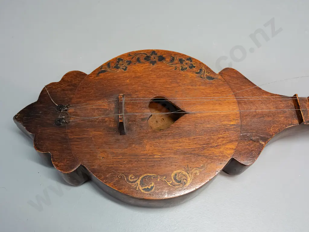 hand-made (Thai?) stringed instrument - has peg and guitar machine head tuners, missing one peg, needs restringing, Image 1++