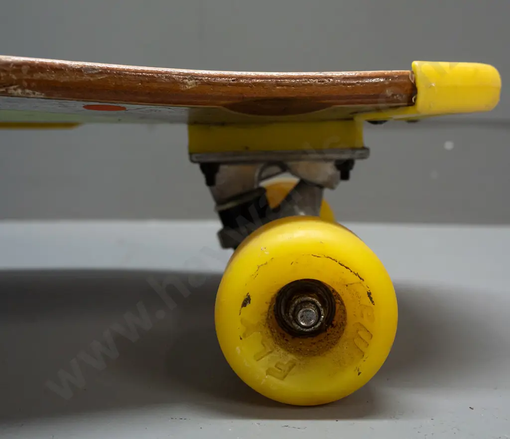 1980s skateboard with "Skate Zombie" design - good condition but some wear and scuffing from use, corrosion to screws Image 1++