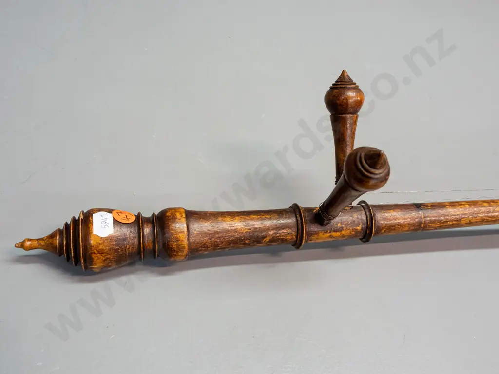 hand-made (Thai?) stringed instrument with polished coconut shell body and turned wood neck - overall age wear L-700 Image 1++