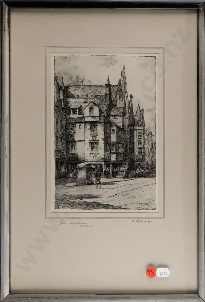 F robson - framed etching "John Knox's House - Edinburgh" H200 W130 Image 1++