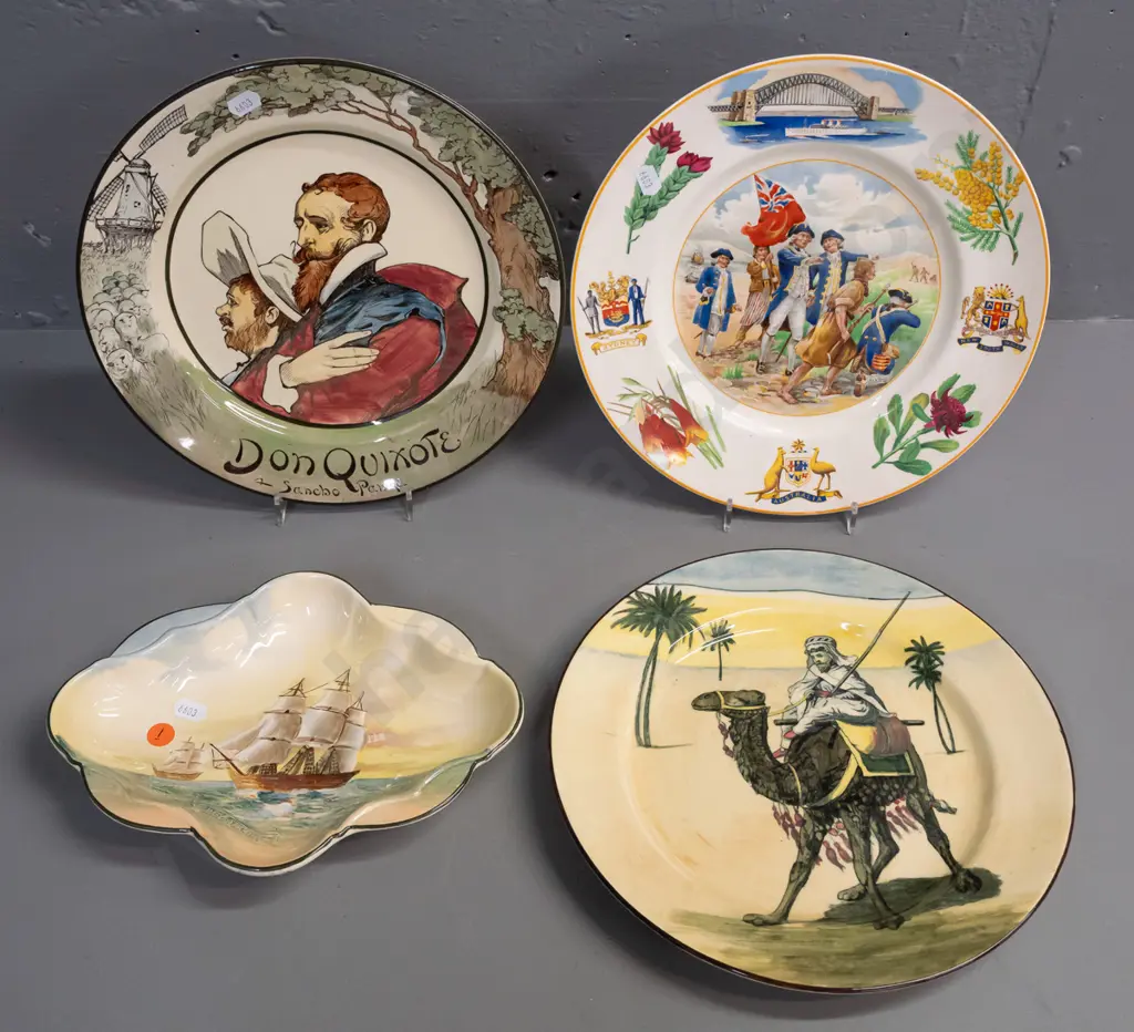 4 Royal Doulton series ware items - 3 plates and a shaped dish, including Australian 1788-1938 commemorative plate, dish Image 1++