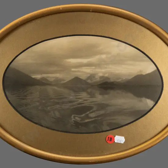 framed vintage photograph "Lake Wakatipu - looking towards Mt Earnslaw in a flat calm" H160 W260