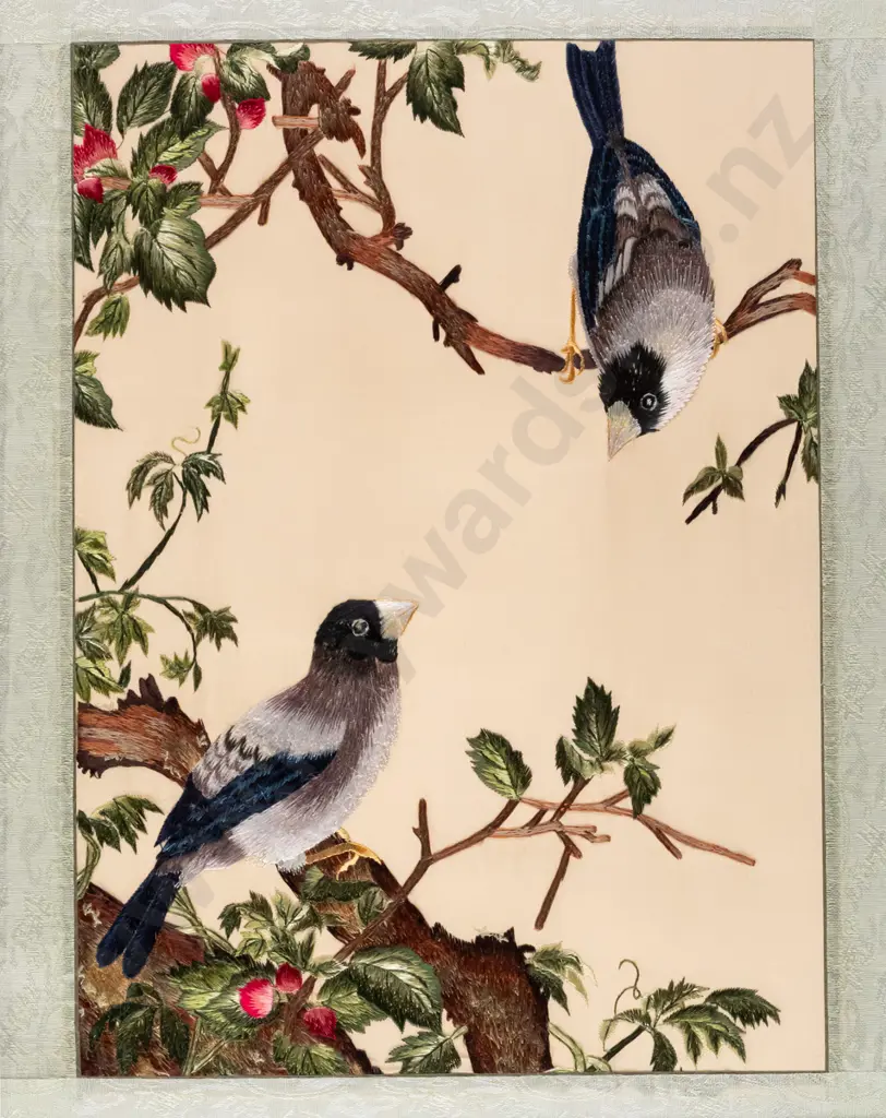 framed needlework - birds H390 W310 Image 1++