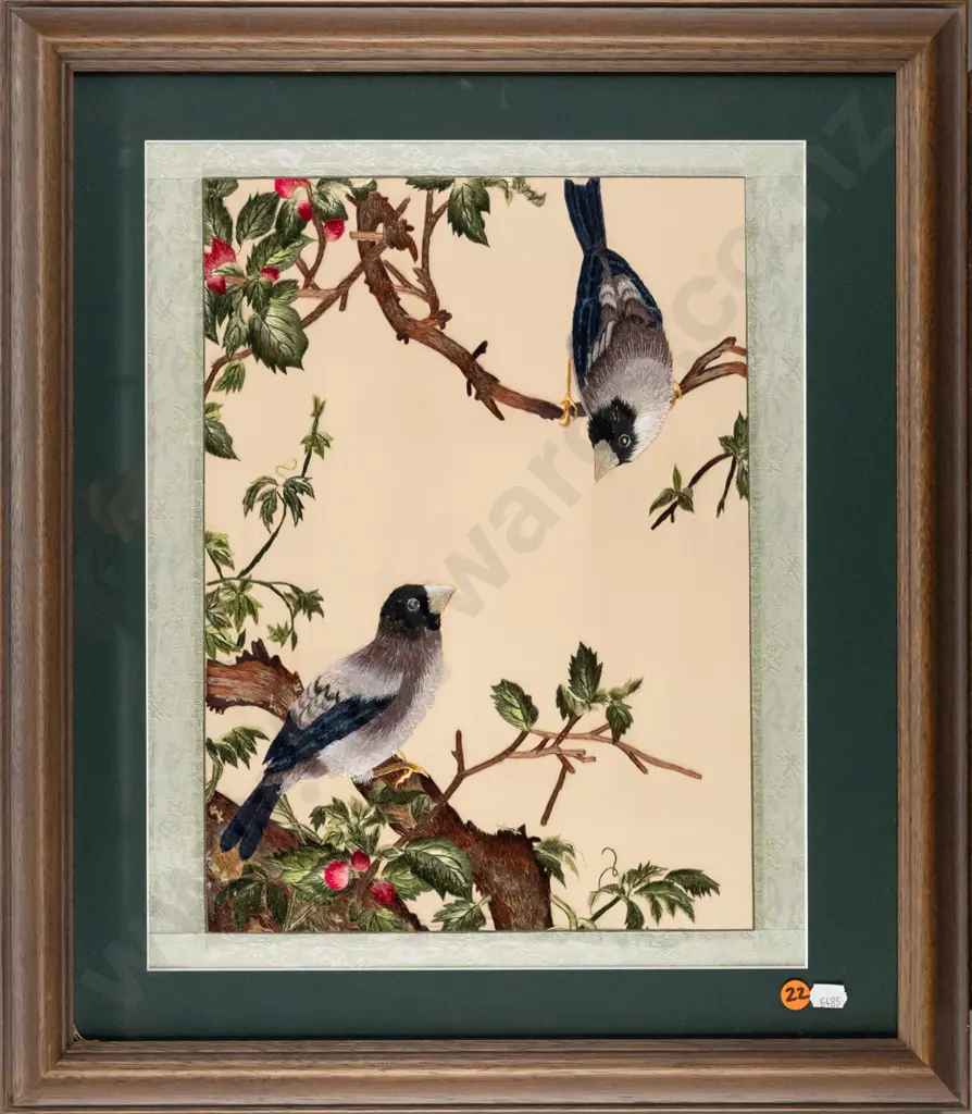 framed needlework - birds H390 W310 Image 1++
