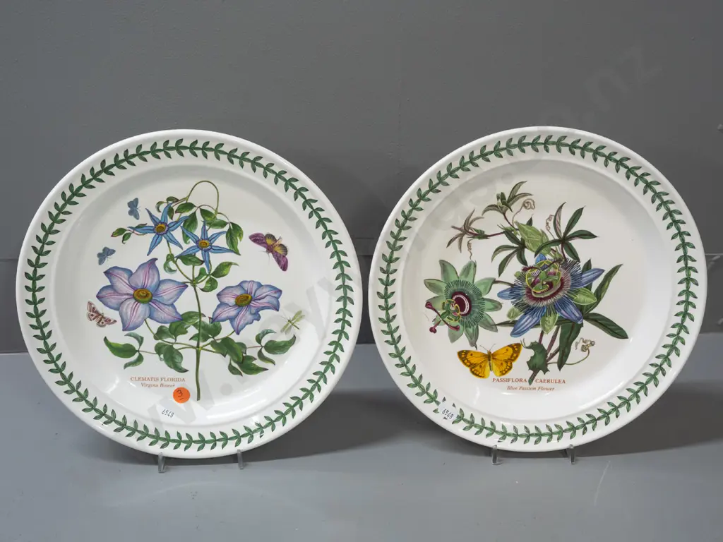 2 Portmeirion Botanic Garden series floral plates - Clematis and Passionflower. D-270 Image 1++