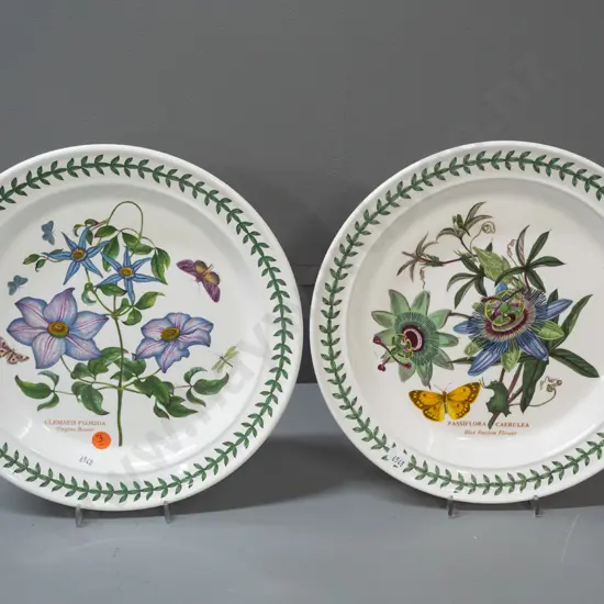 2 Portmeirion Botanic Garden series floral plates - Clematis and Passionflower. D-270