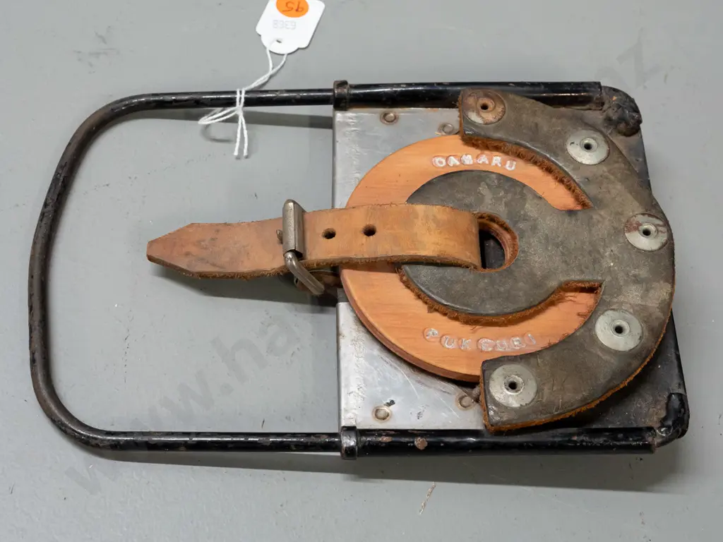 vintage railway tablet holder with replacement tablet marked Oamaru & Pukeuri - original holder has age wear, paint wear Image 1++