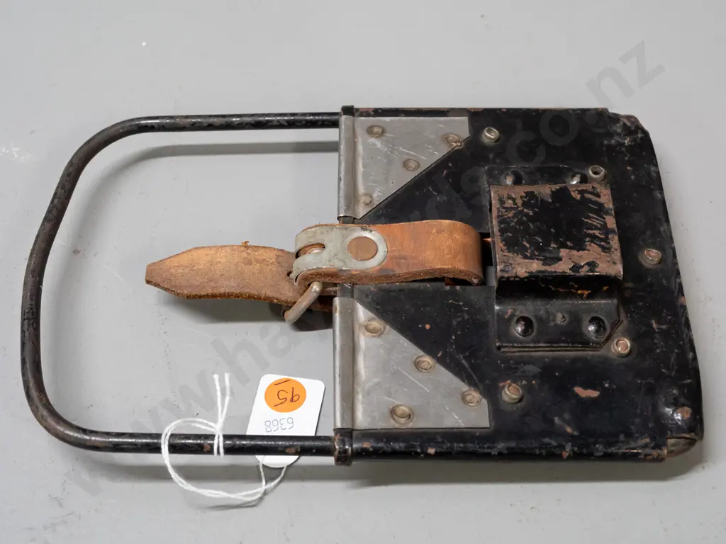 vintage railway tablet holder with replacement tablet marked Oamaru & Pukeuri - original holder has age wear, paint wear Image 1++