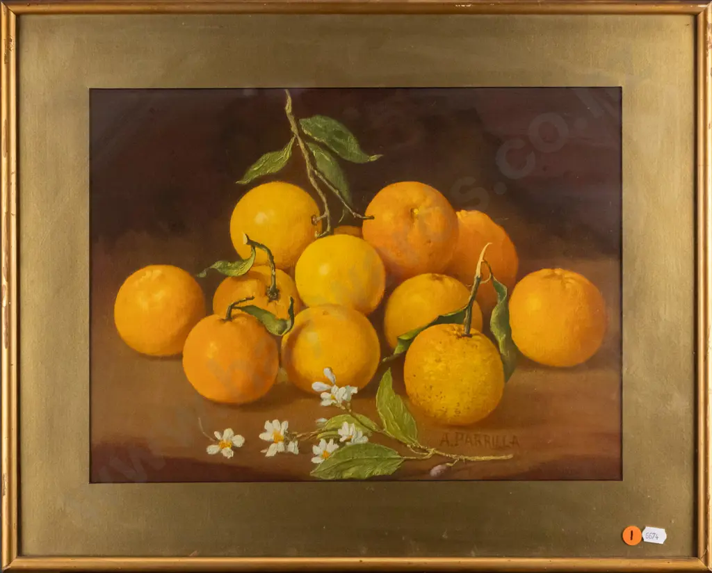 framed vintage print - oranges H290 W390 Image 1++