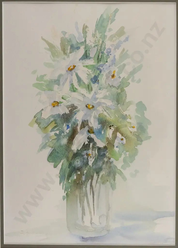 framed watercolour - flowers H330 W240 Image 1++