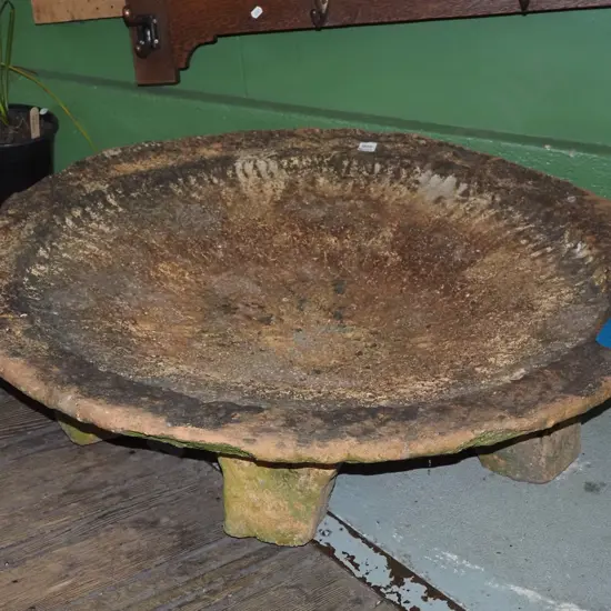 large Phillip Luxton studio pottery terracotta footed bird bath Diam850