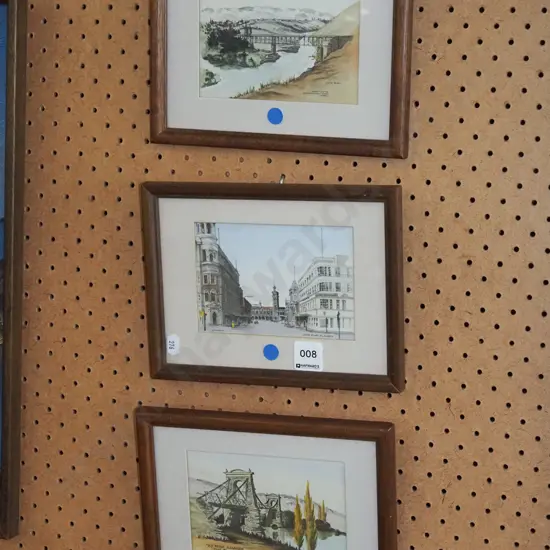 3x hand coloured Yvonne Benson prints