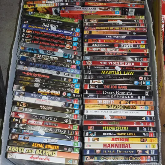 box of DVDs