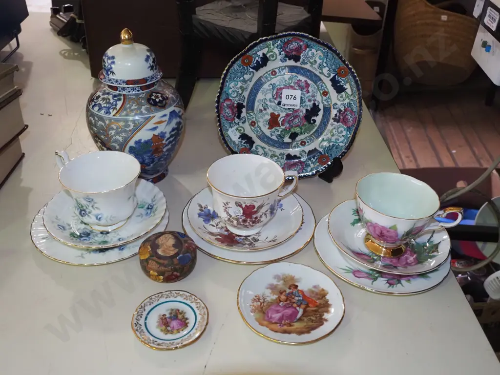 trios, Limoges plates, lidded canister etc Image 1++