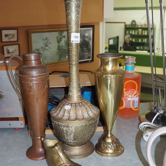 brass boot, brass vases, copper vase Tallest H440