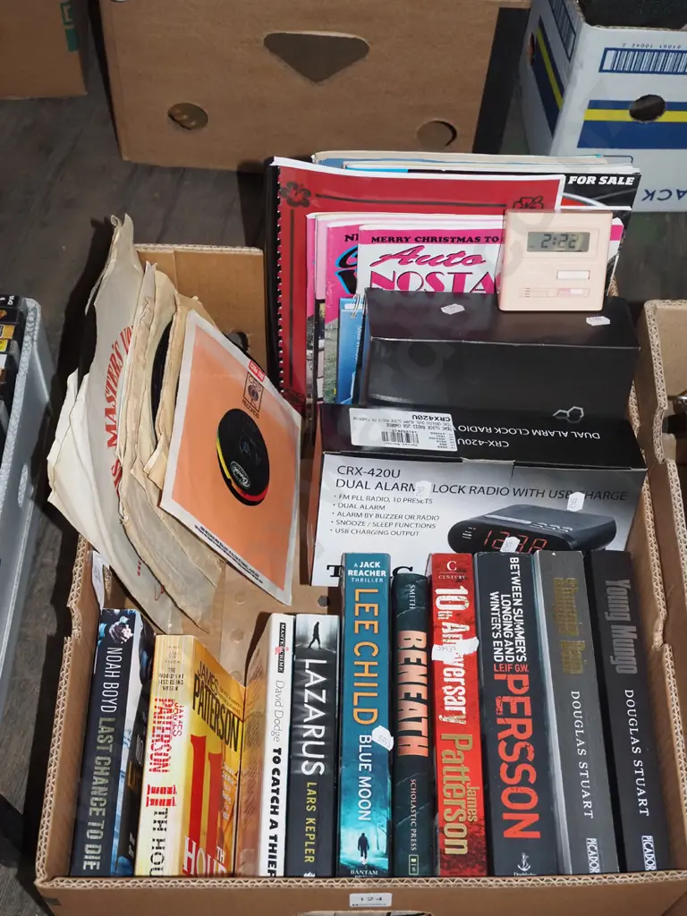 box; books, alarm clock, 78s etc Image 1++