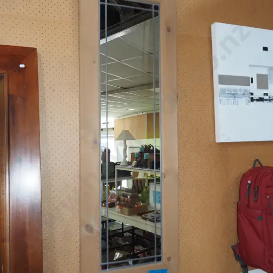 wood framed faux leadlight mirror H1370