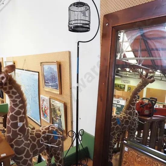 small hanging bird cage on stand H1700