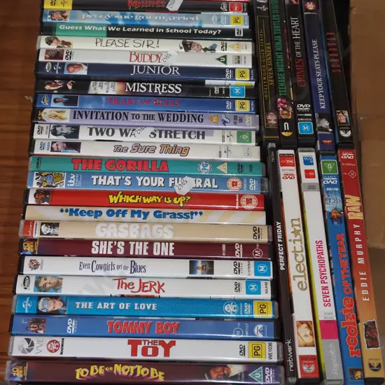box of DVDs