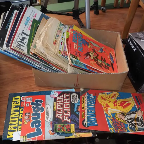 box; magazines, comic books