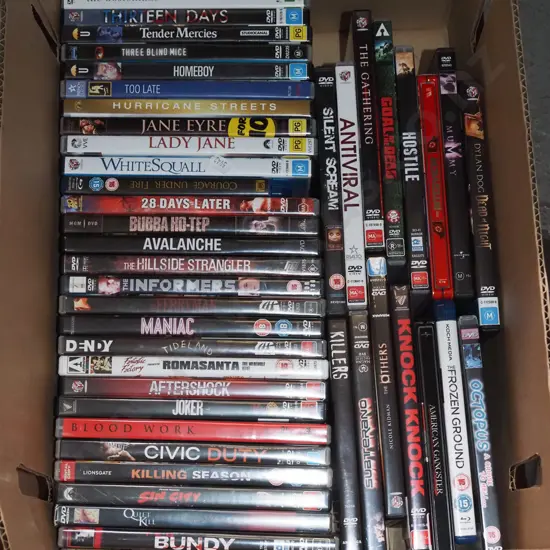 box of DVDs