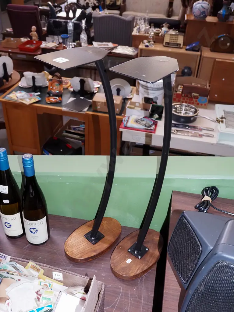 2x homemade wood and metal speaker/stands  Image 1++