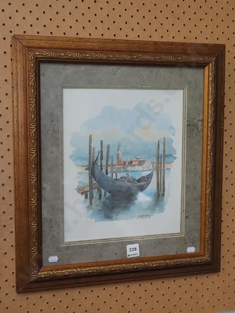 framed watercolour -Venetian gondola Image 1++