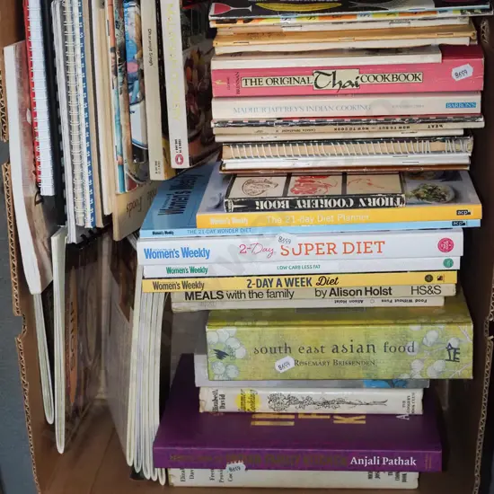 box of cookbooks