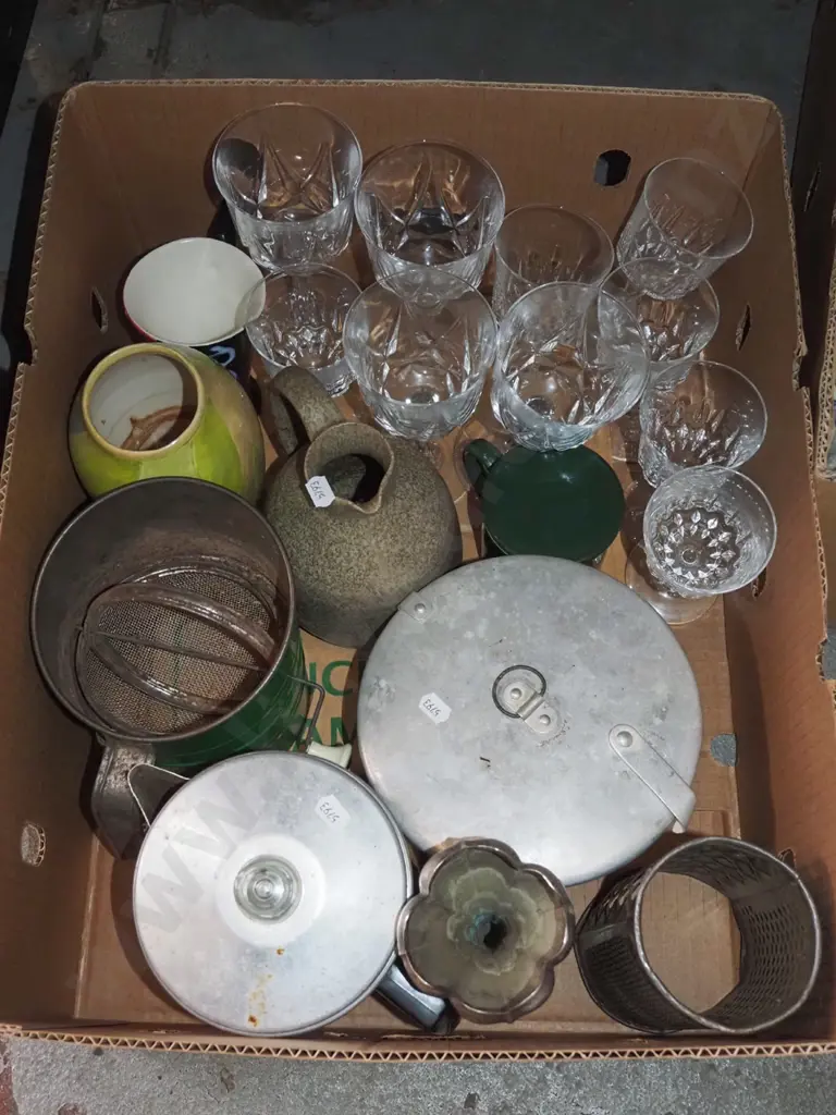 box; flour sifter, wine glasses etc Image 1++