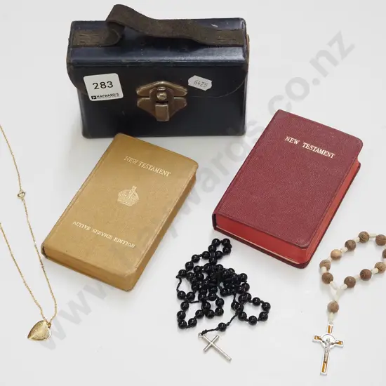 2x bibles in small case, 2x rosaries