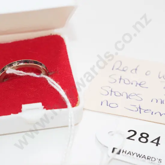 red and white stone band - stones missing - no stamp