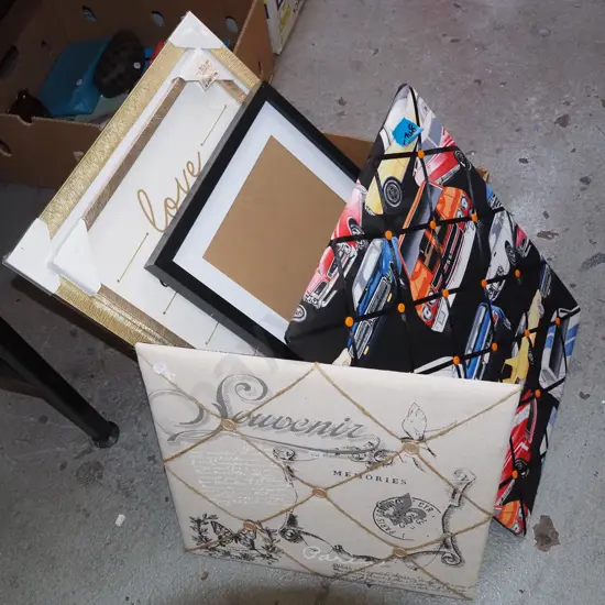 box; picture frames, notice boards, collage photo frames etc