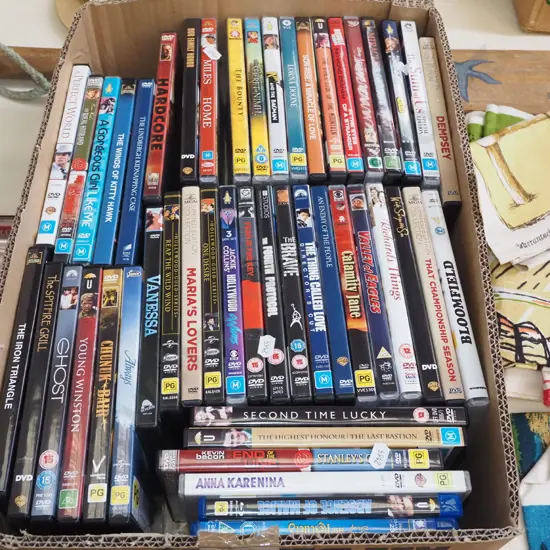 box of DVDs