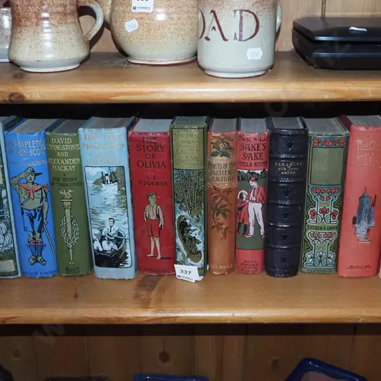 shelf of vintage books