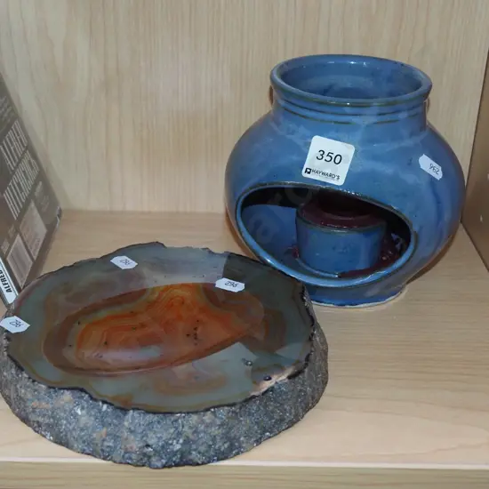 ceramic tea candle lantern, polished stone ash tray