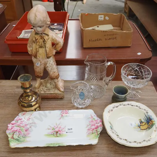 cut crystal comports, jugs, plate Tallest H330