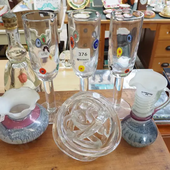 pottery wine glasses, jug, bowl, 3D artwork