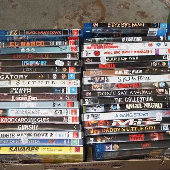 box of DVDs
