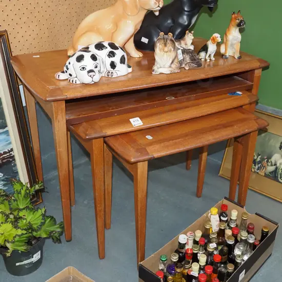 3x mid century mahogany tables - need attention