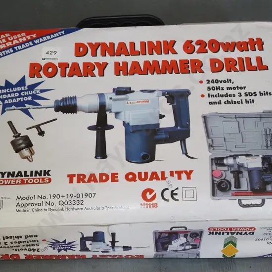 boxed as new Dynalink 620W rotary hammer drill