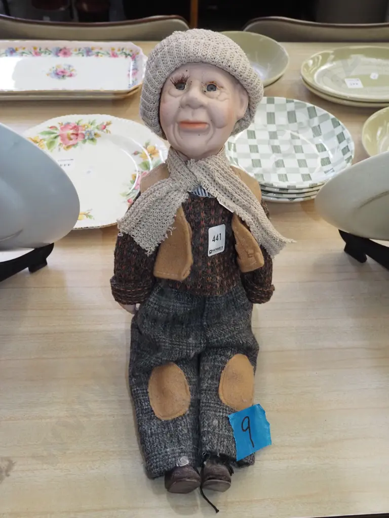 ceramic old man doll and stand Image 1++