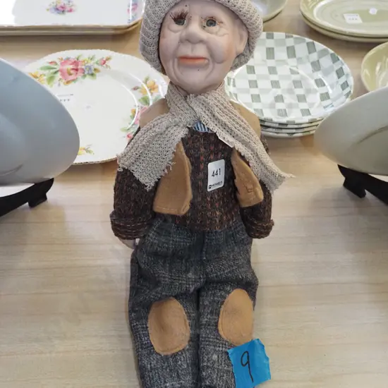 ceramic old man doll and stand
