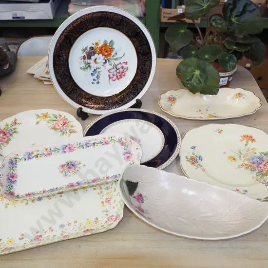 cabinet plates, Crown Devon leaf dish, sandwich plate etc
