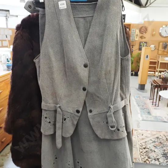 ladies suede skirt and top