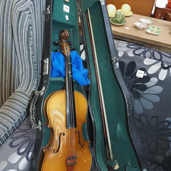 Chinese violin and hard case and bow