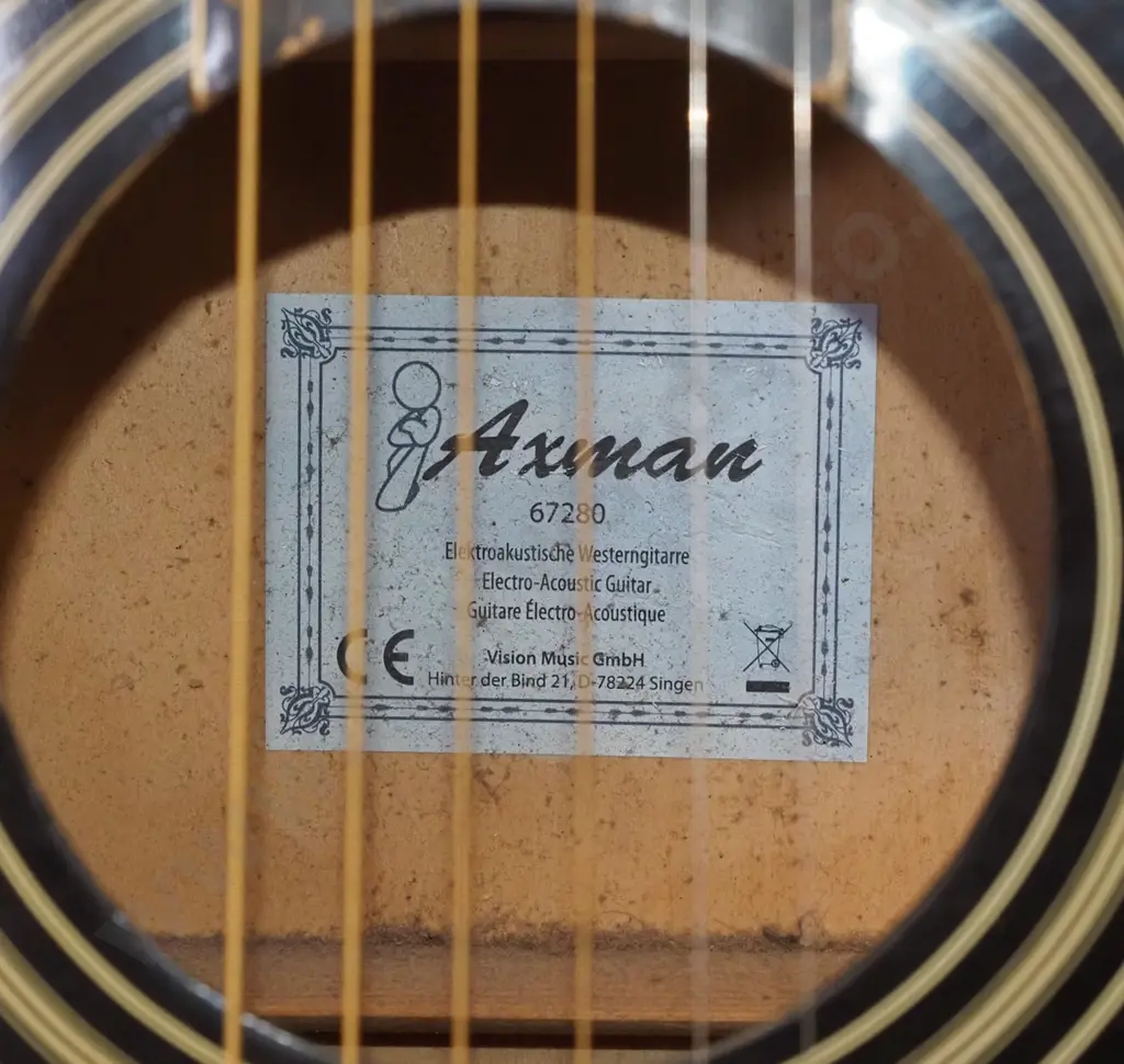 Axman acoustic-electric guitar - chip to back of headstock Image 1++