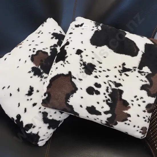 2x faux animal hide polyester cushions