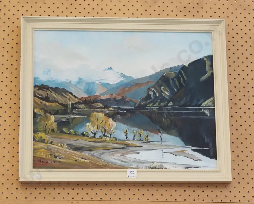 Angeal Umbers - framed oil - lake and mountain scene Image 1++